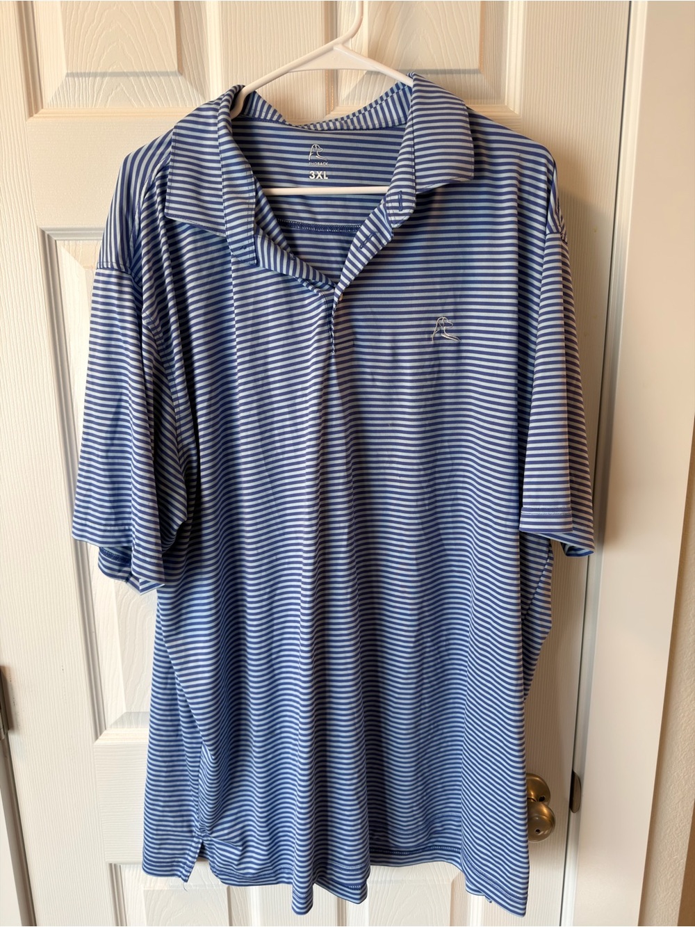 Rhoback Light Blue and White Striped Men's Polo